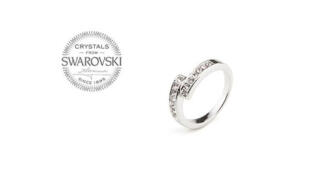 Anillo R4 bañado en oro blanco de 18k con cristales Swarovski