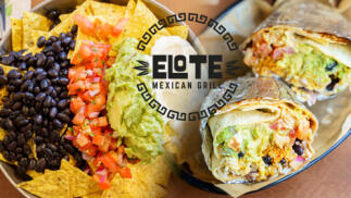 Menú para dos con burritos y bebida en Elote Mexican